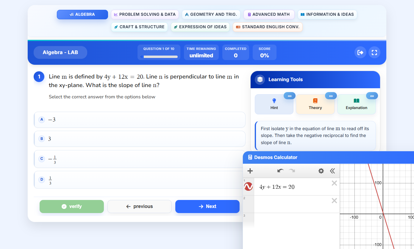 TestGrind SAT question interface preview