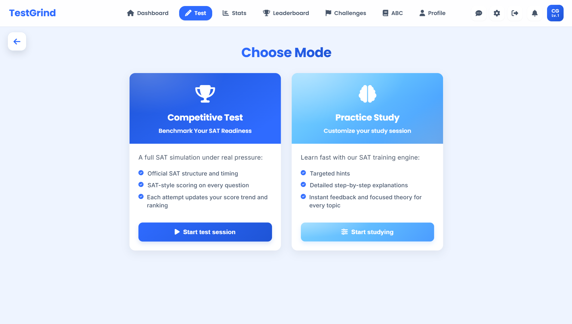 TestGrind platform preview